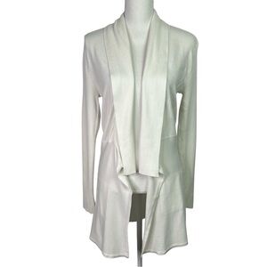 White House Black Market Classic White Long Cardigan Sz Small Pockets